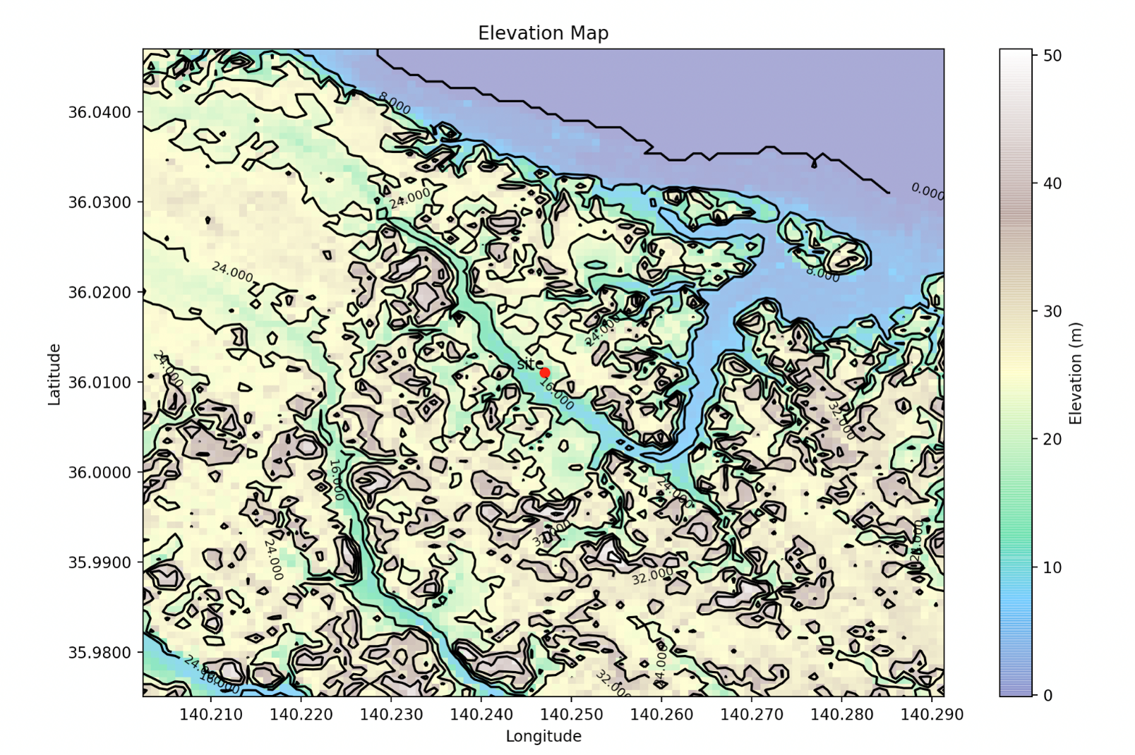 Terrain elevation map